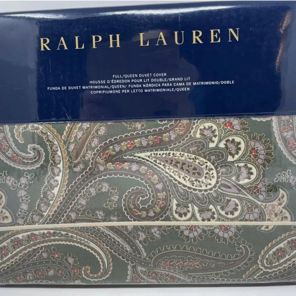 NEW 1pc RALPH LAUREN Heritage Paisley Sage Green FULL / QUEEN Sateen Duvet Cover
